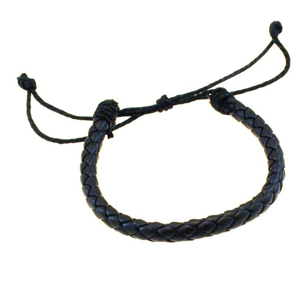 Zac's Alter Ego - Plaited Reconstructed Leather Armband - Schwarz